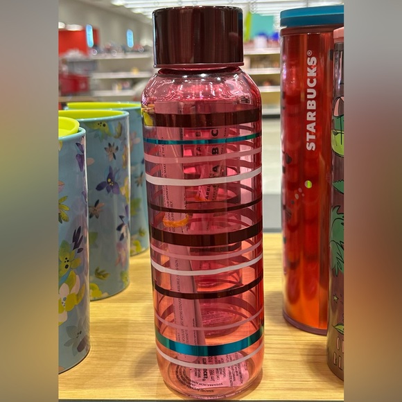 Starbucks Striped Glass Water Bottle Gradient Swirl Taffy Tumbler Cup 20oz New - Picture 8 of 15